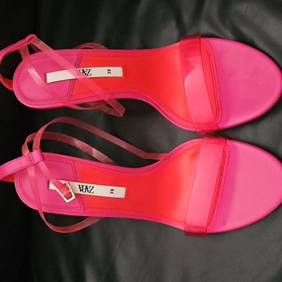 Zara Elegant Pink and Orange Women's Strap Heels Sz 39eu 8.5/9 US New - Picture 4 of 12